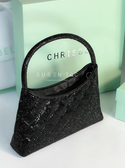 Chrisbella Mini Baguette Cristaux — Sac de soirée scintillant
