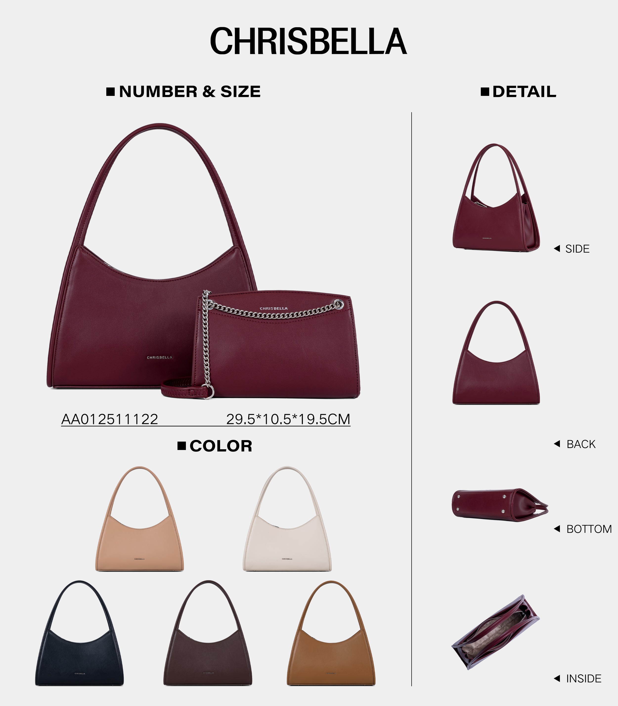 Sac à Main Élégant avec Pochette Chaîne Assortie
