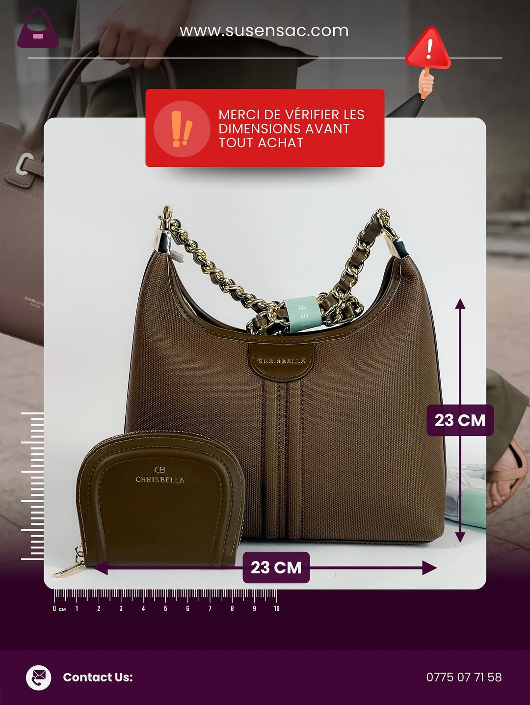 Sac CHRISBELLA – Élégance Moderne & Détails Chaîne Raffinés