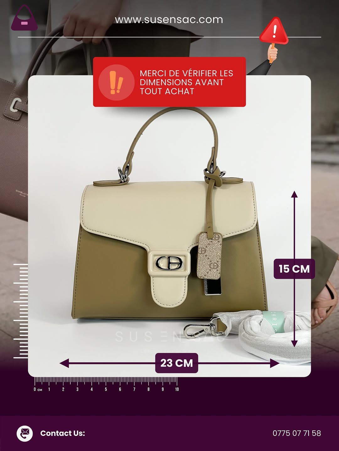 Sac à Main Chrisbella Élégance Structurée – Fermoir Signature & Bandoulière Amovible