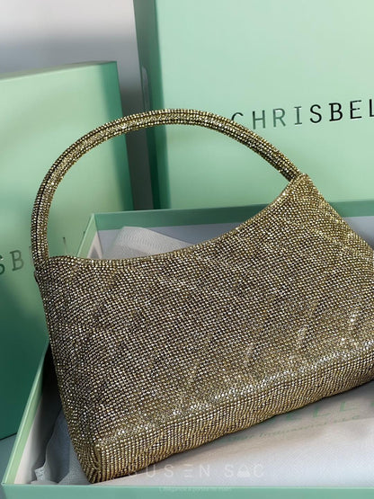 Chrisbella Mini Baguette Cristaux — Sac de soirée scintillant