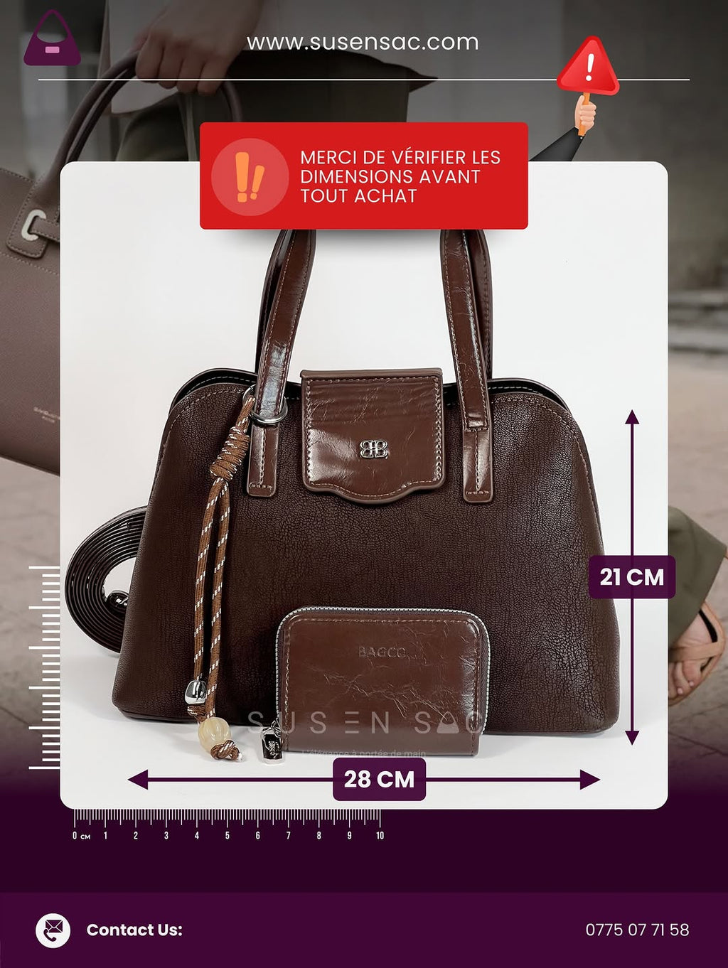 Sac à Main BAGCO Élégance Premium – Design Structuré avec Portefeuille Assorti