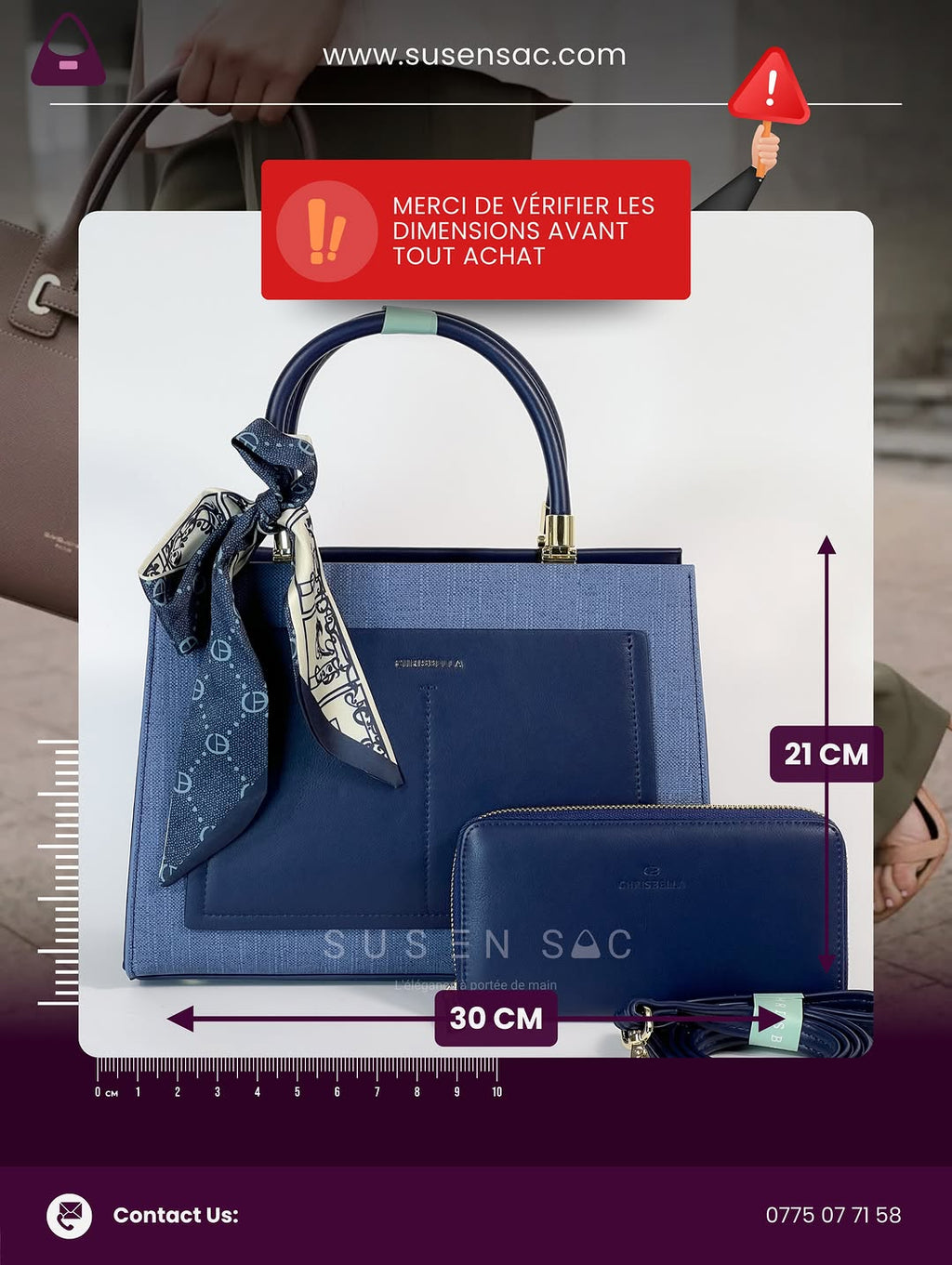 Sac CHRISBELLA – Élégance Structurée & Pochette Assortie