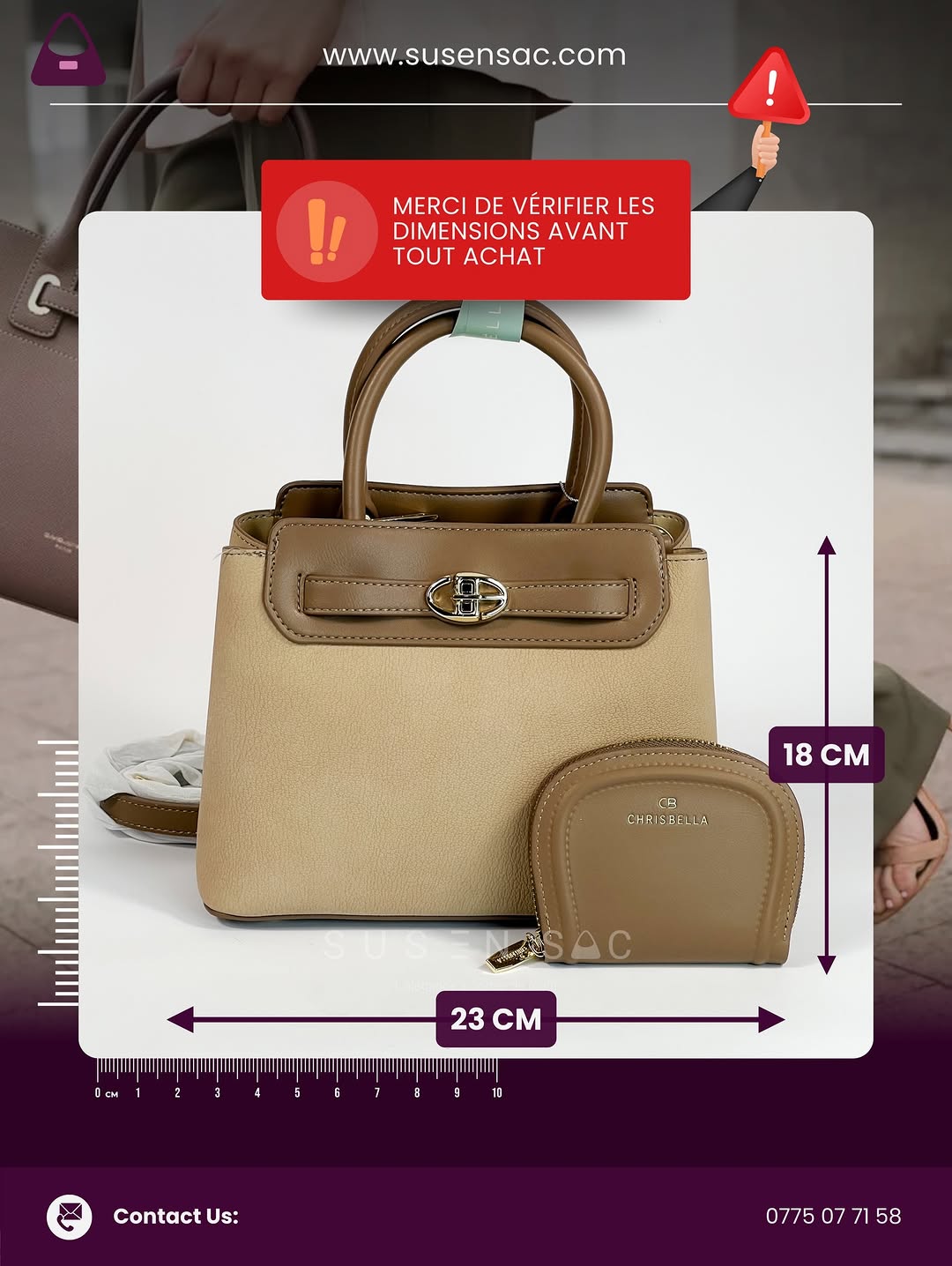 Sac CHRISBELLA – Élégance Structurée & Pochette Assortie