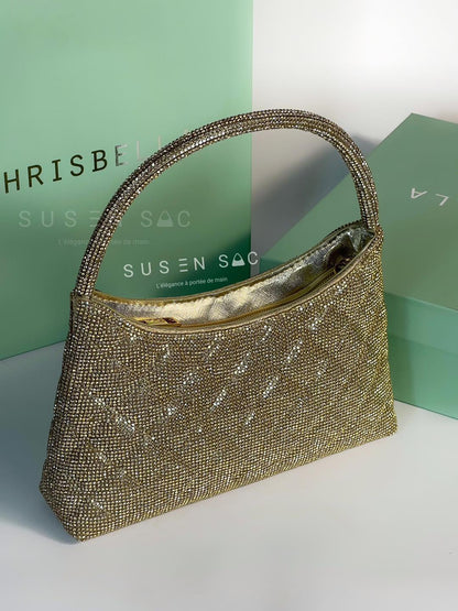 Chrisbella Mini Baguette Cristaux — Sac de soirée scintillant