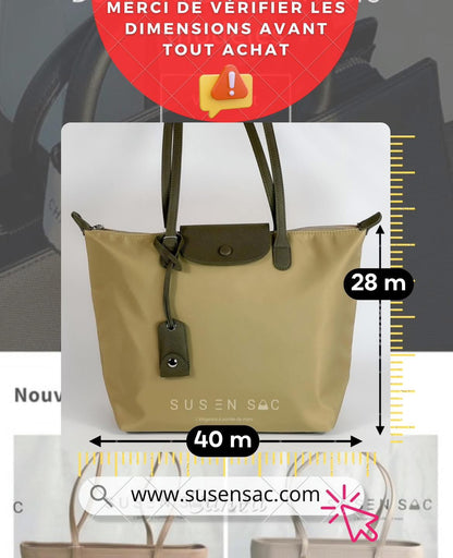 Sac épaule Bagco — style Longchamp, léger et déperlant