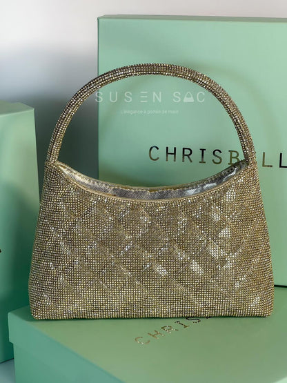 Chrisbella Mini Baguette Cristaux — Sac de soirée scintillant