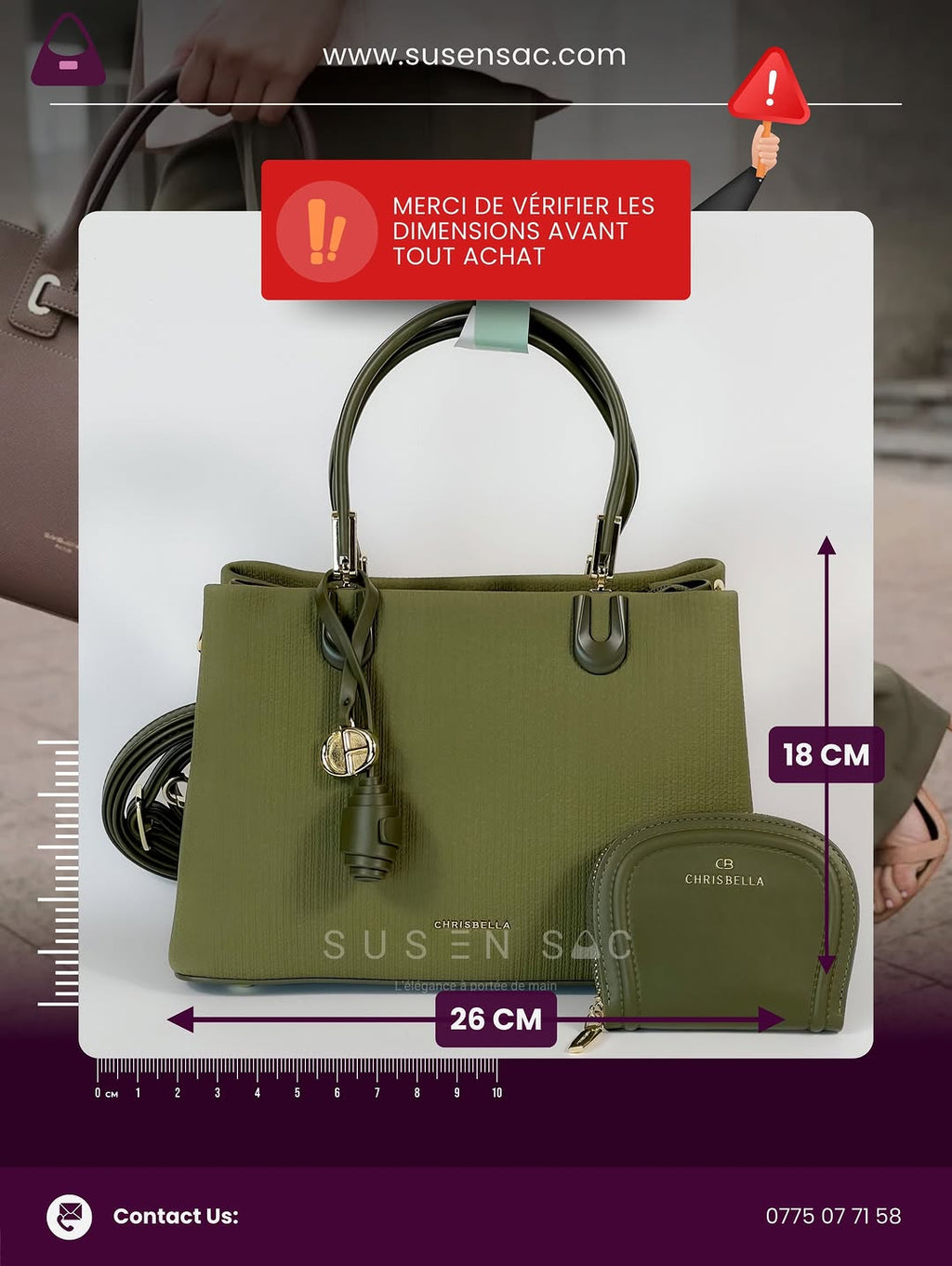 Sac CHRISBELLA – Élégance Structurée & Pochette Assortie