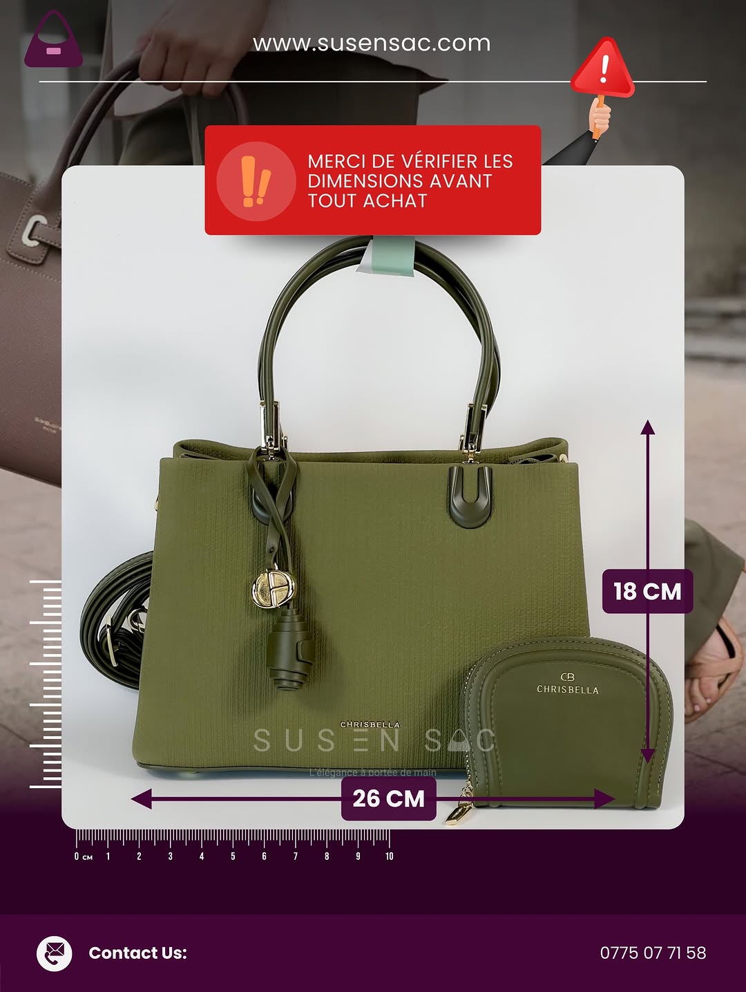Sac CHRISBELLA – Élégance Structurée & Pochette Assortie