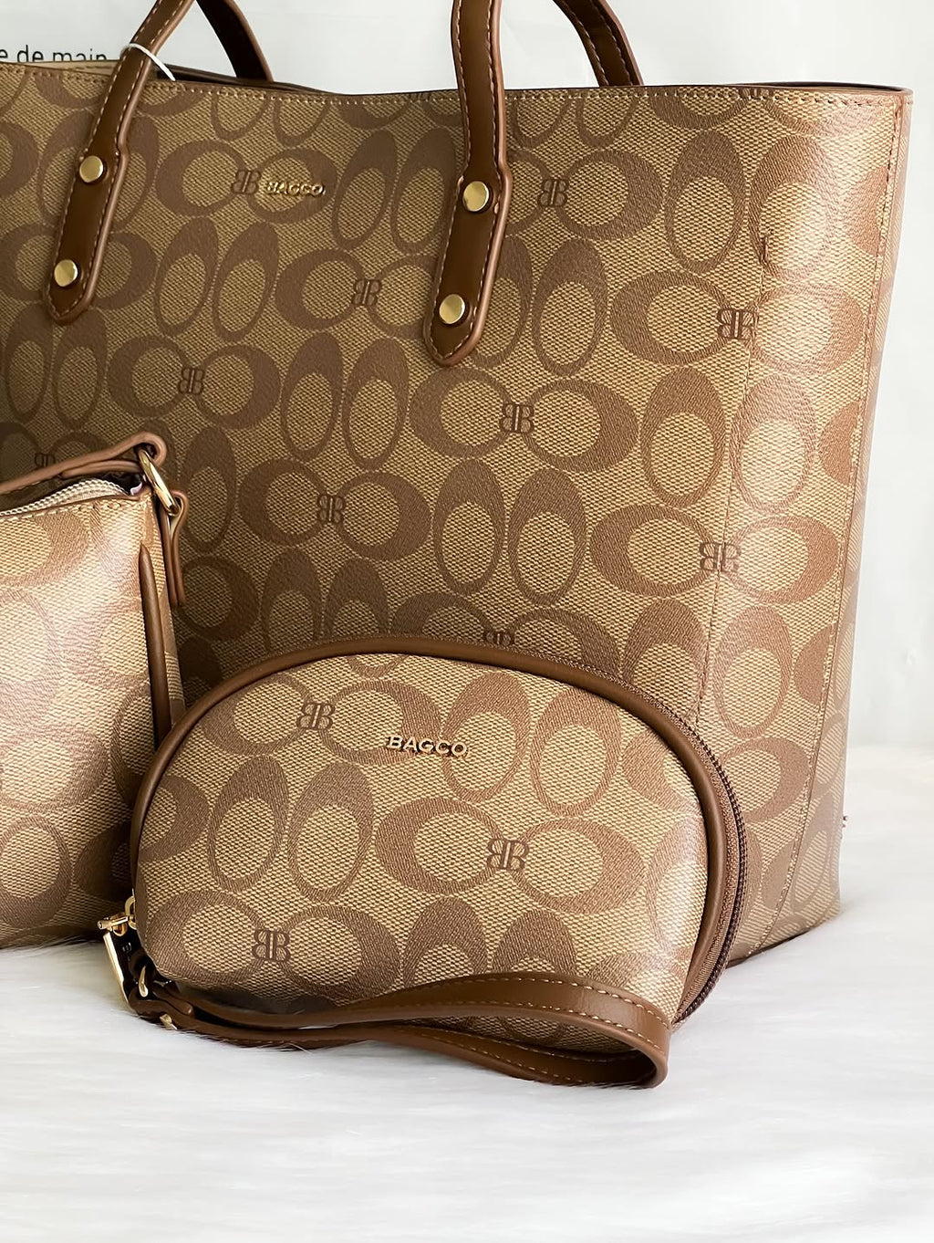 Sac à Main BAGCO 3 Pièces – Grand Sac Cabas + Bandoulière + Pochette Élégante
