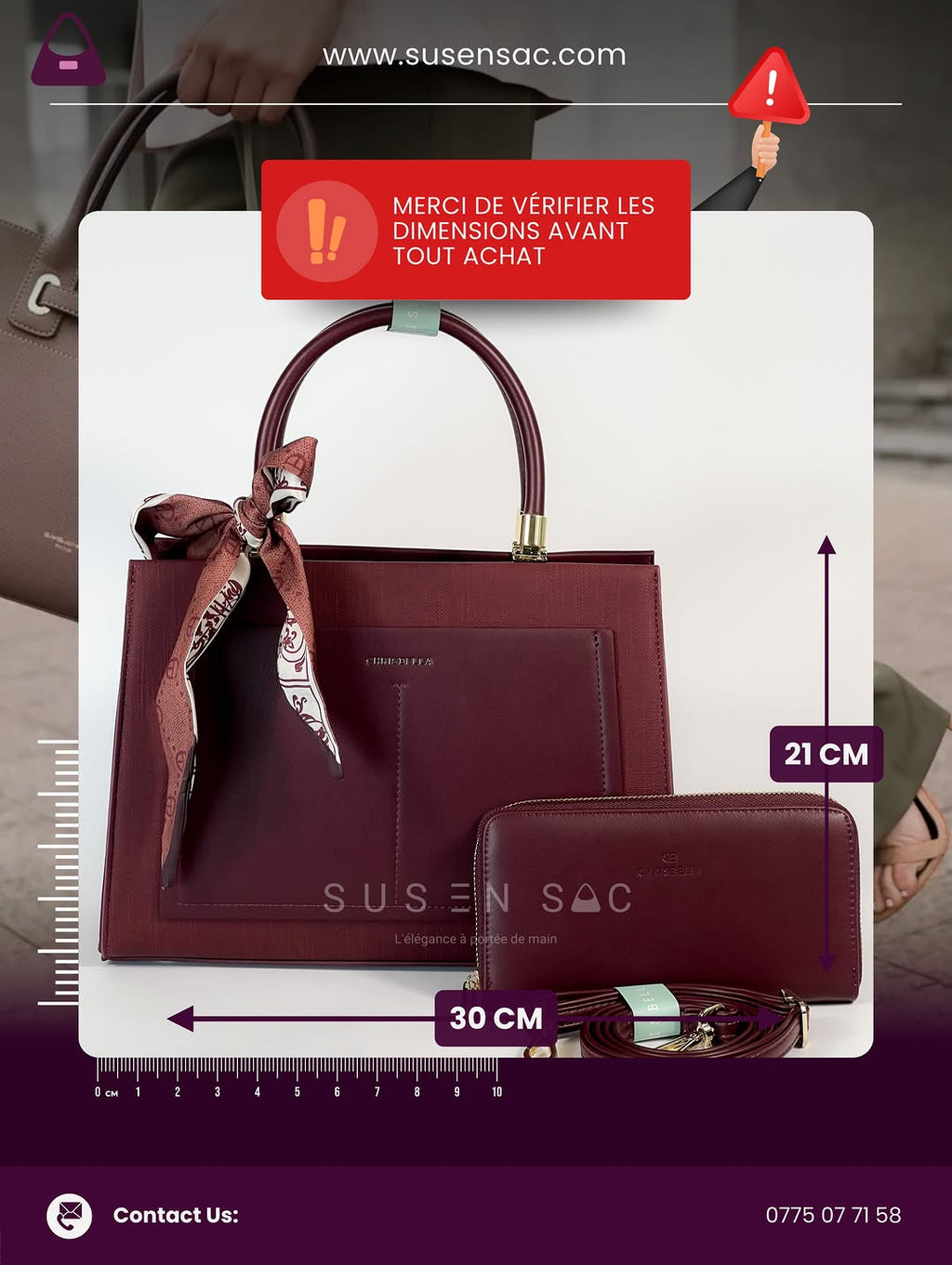 Sac CHRISBELLA – Élégance Structurée & Pochette Assortie