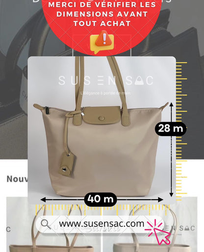Sac épaule Bagco — style Longchamp, léger et déperlant
