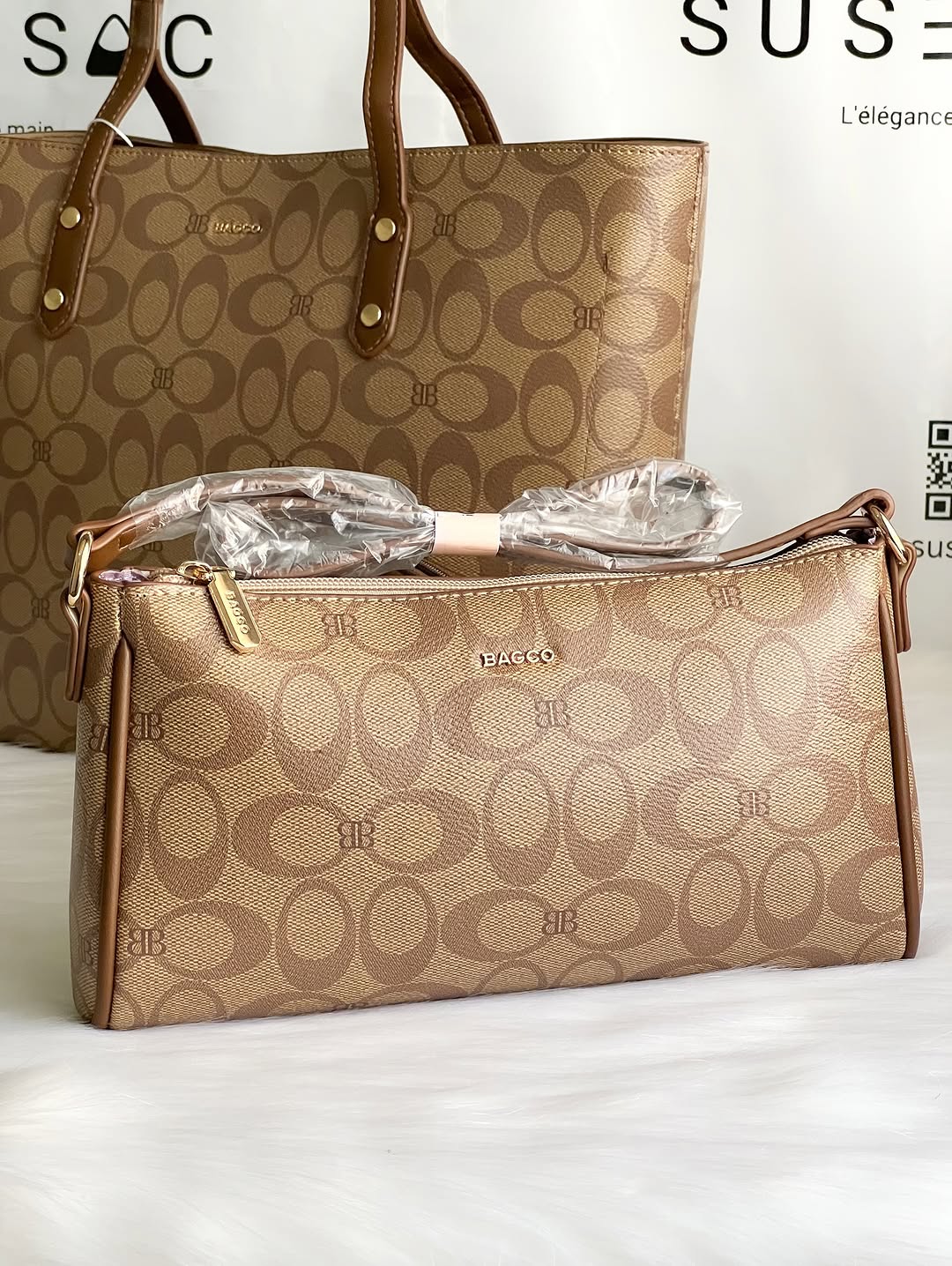 Sac à Main BAGCO 3 Pièces – Grand Sac Cabas + Bandoulière + Pochette Élégante