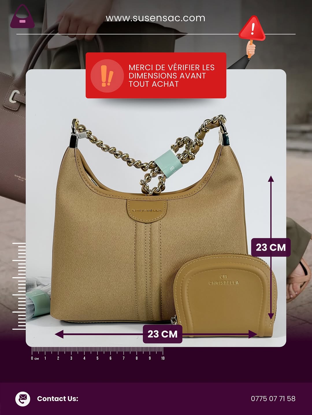 Sac CHRISBELLA – Élégance Moderne & Détails Chaîne Raffinés