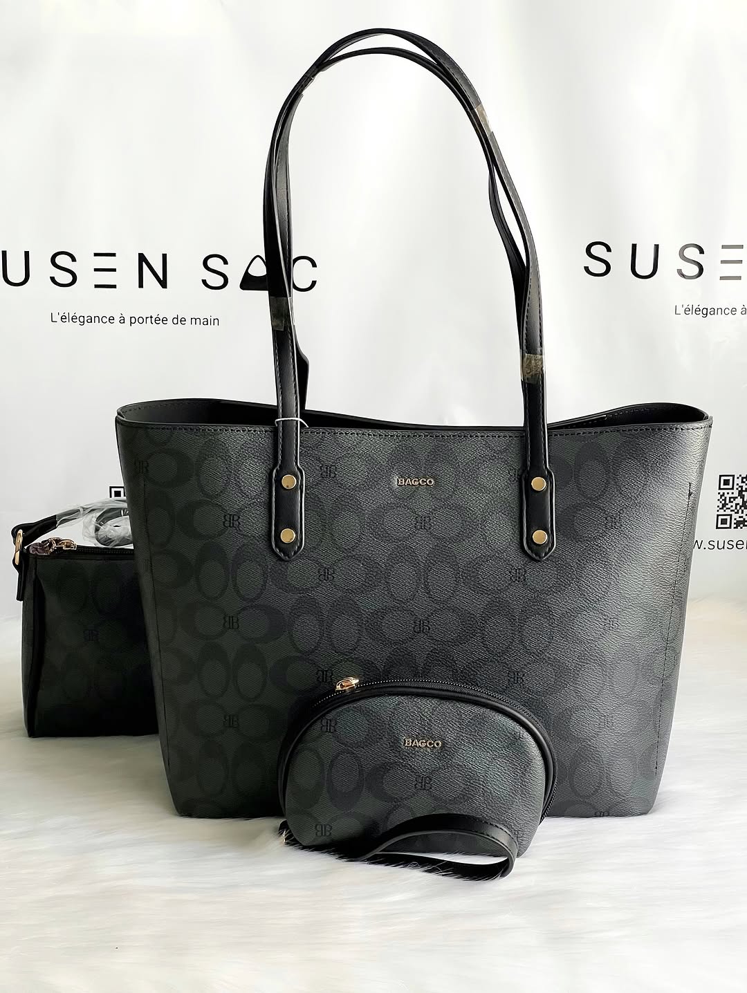 Sac à Main BAGCO 3 Pièces – Grand Sac Cabas + Bandoulière + Pochette Élégante
