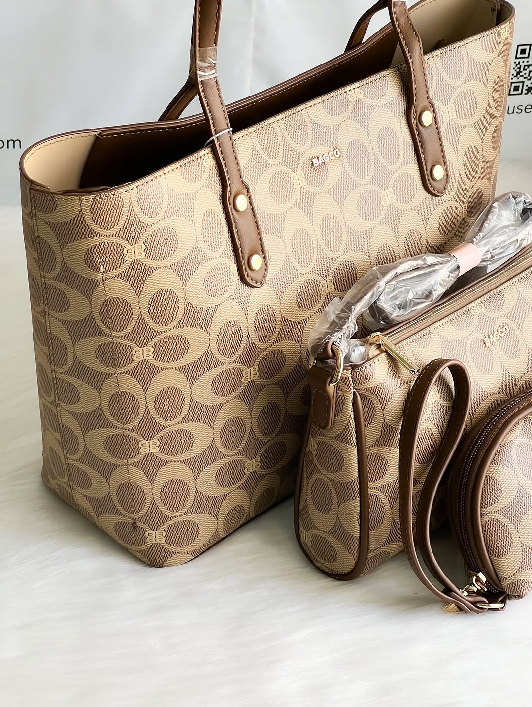 Sac à Main BAGCO 3 Pièces – Grand Sac Cabas + Bandoulière + Pochette Élégante
