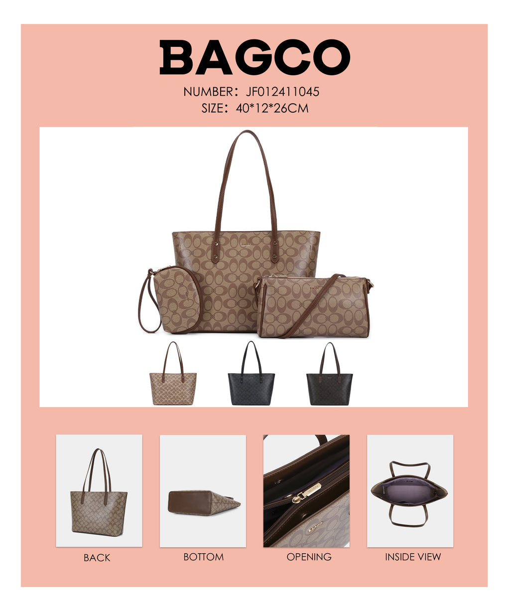 Sac à Main BAGCO 3 Pièces – Grand Sac Cabas + Bandoulière + Pochette Élégante